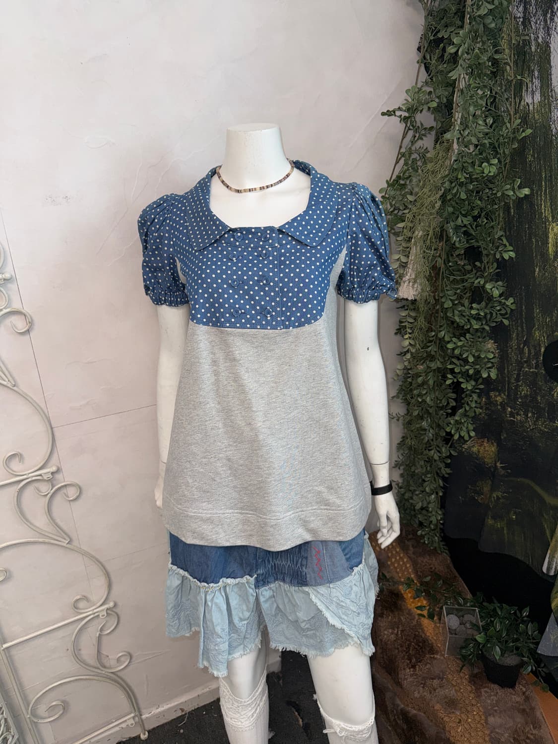 O’2ND denim dot cotton button blouse 상품이미지3
