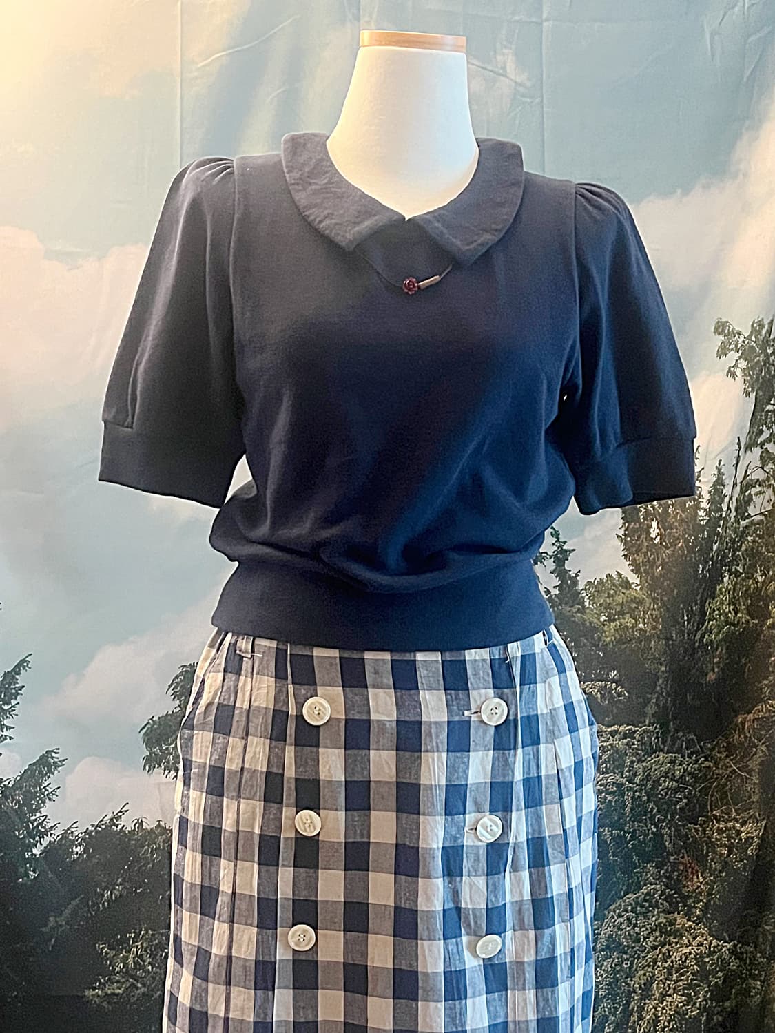 Peter Pan, Collar, Puffed Short-Sleeved 상품이미지2
