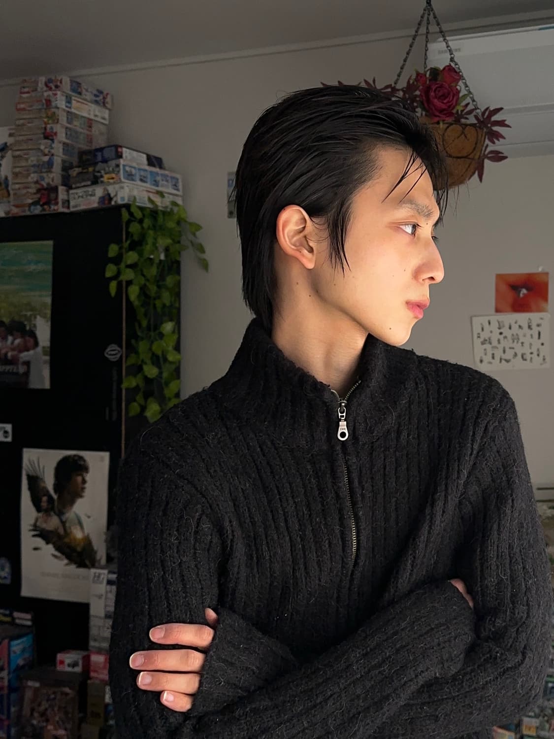 5351 Pour Les Homme 슬림 루즈 니트 집업 상품이미지2