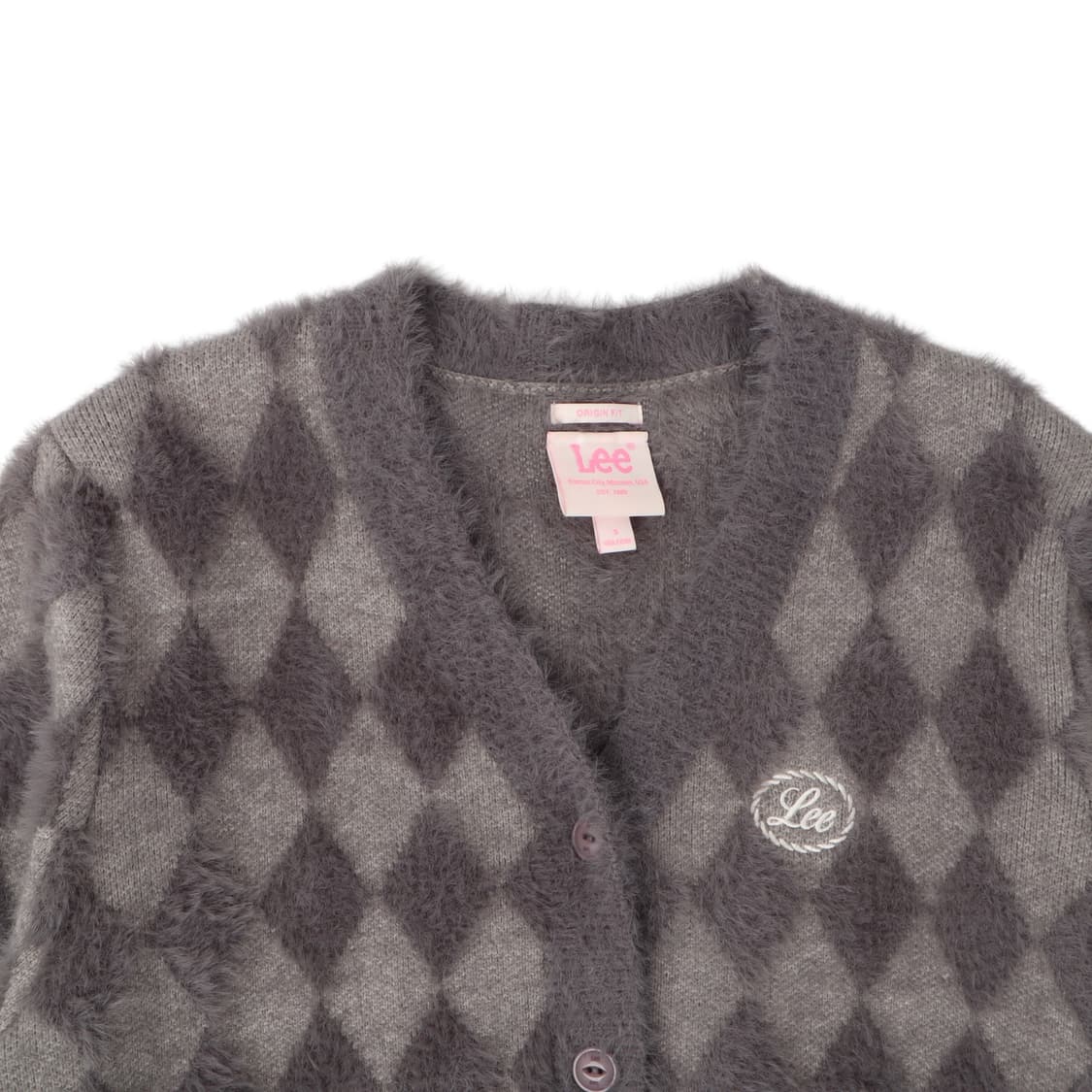 Lee 리 모헤어 아가일 크롭 니트 가디건 상품이미지2