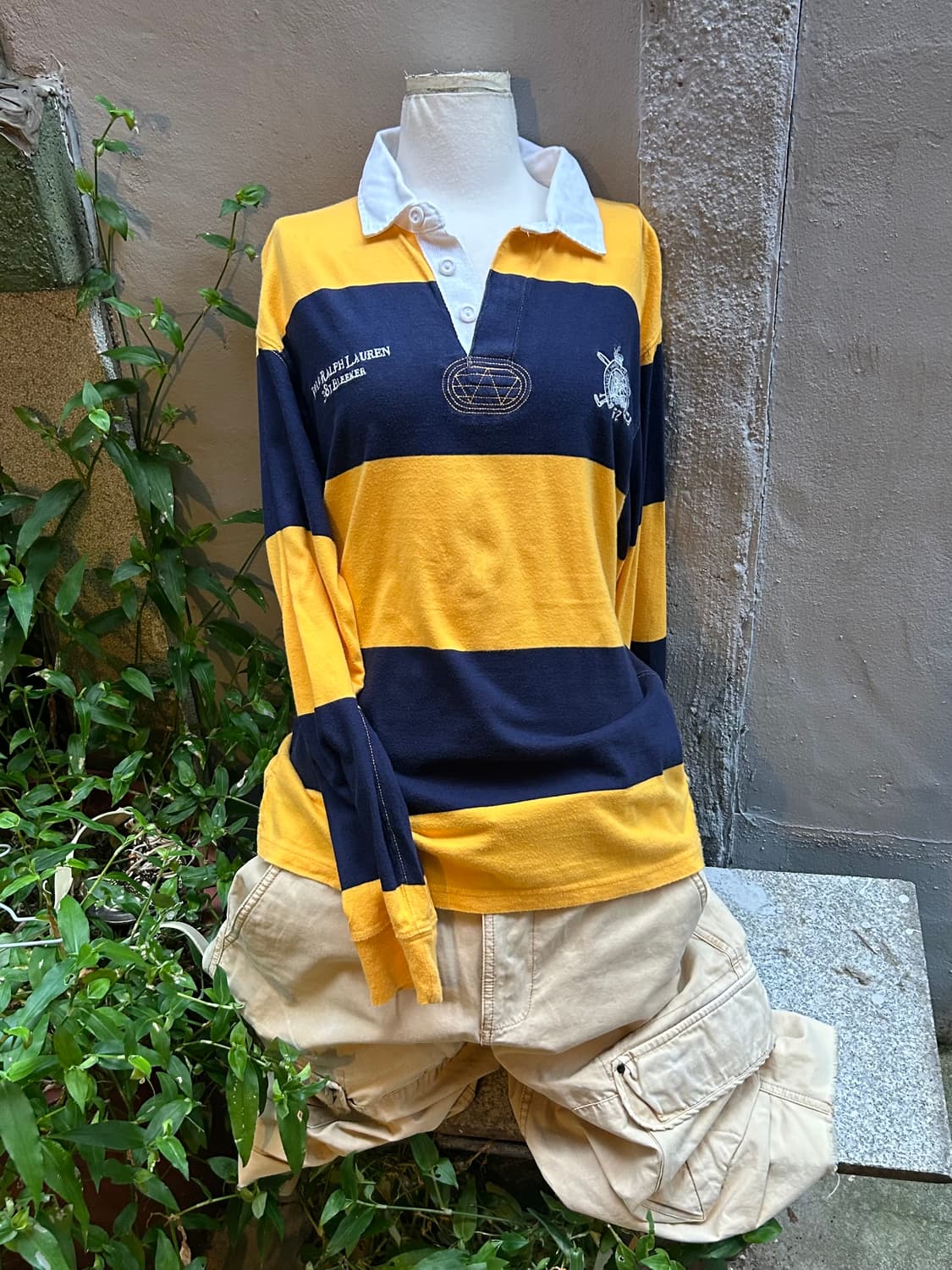 *rare* 빈티지 00s 폴로 너드깔 옐로우 피케 롱슬리브 상품이미지1