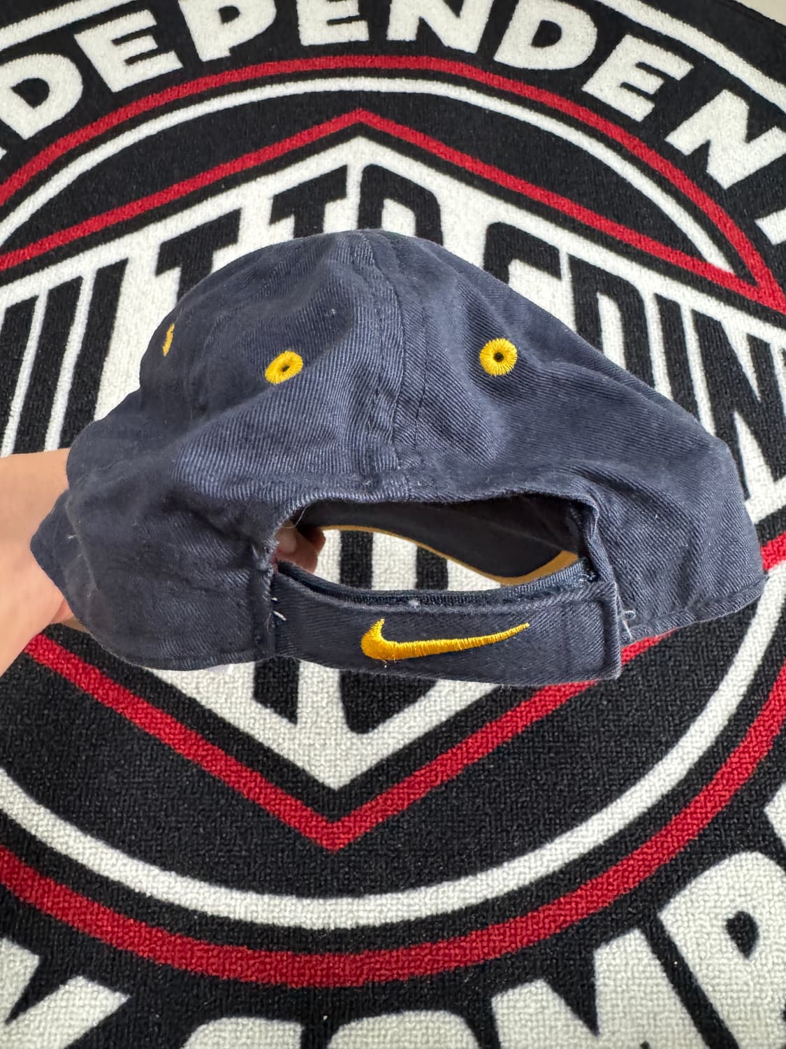 나이키 스펠 아웃 로고 차일드 벨크로 백 캡 네이비 옐로우 상품이미지6