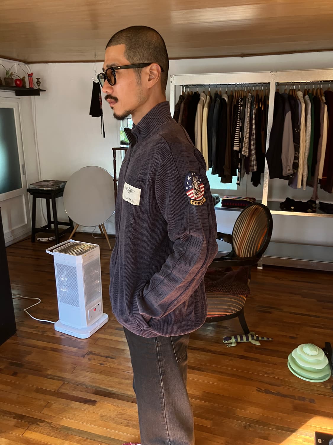 [vintage]90-00s Avirax 니트 집업 상품이미지2