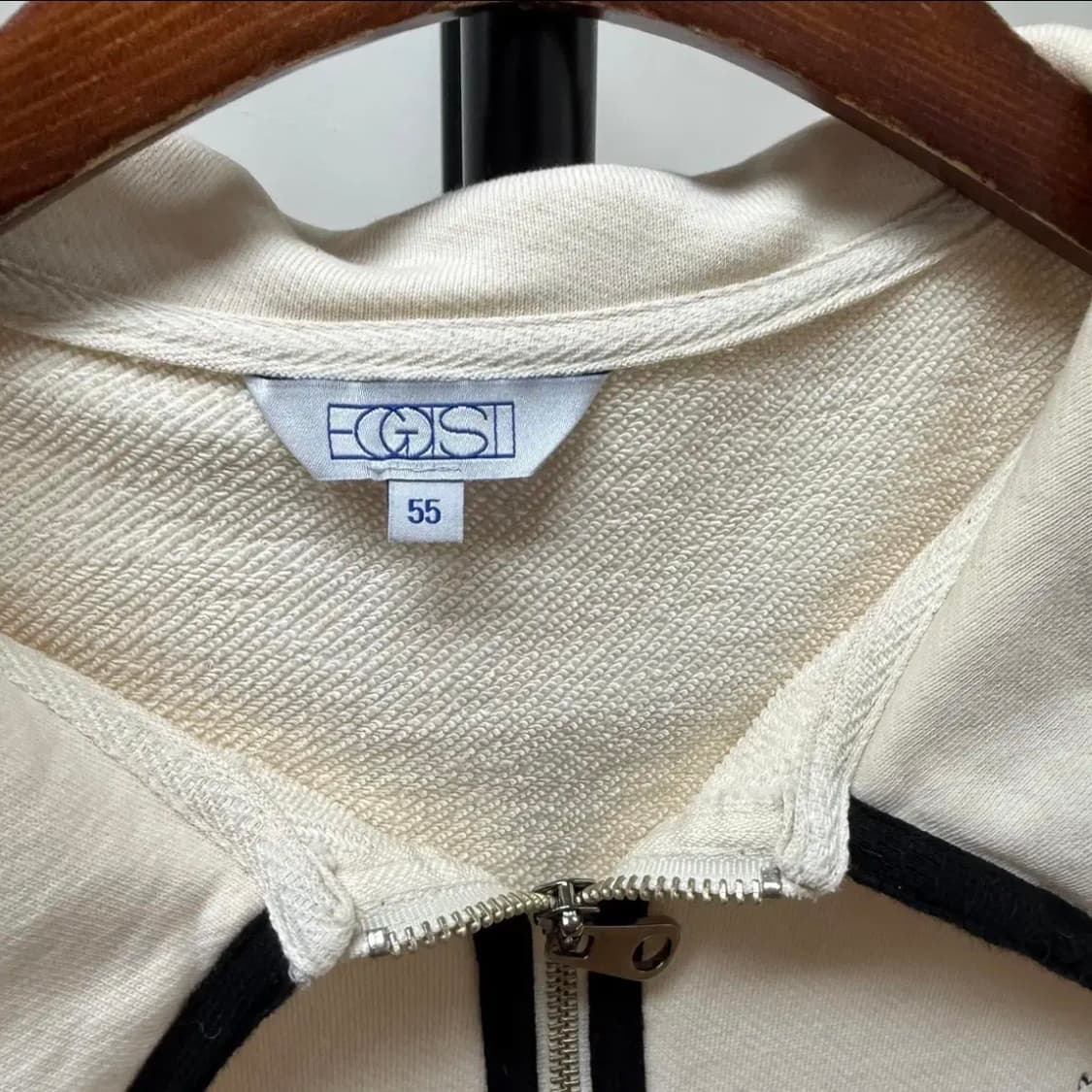 EGOIST 에고이스트 빅카라 배색 집업 맨투맨 아이보리 55 JS20 상품이미지3