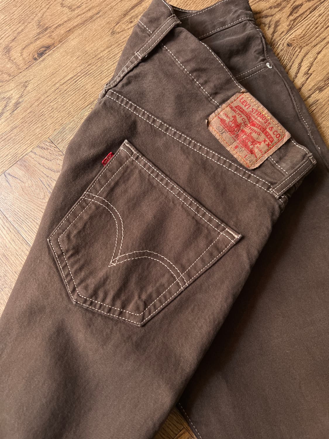 [36]00's 리바이스 501 다크브라운 가먼트다잉 데님 팬츠 상품이미지5