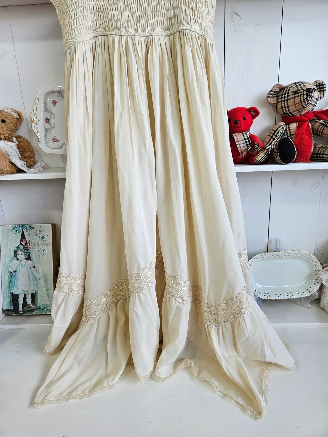 엑시즈팜(axes femme) 크림 쉬폰 레이스 원피스 상품이미지7