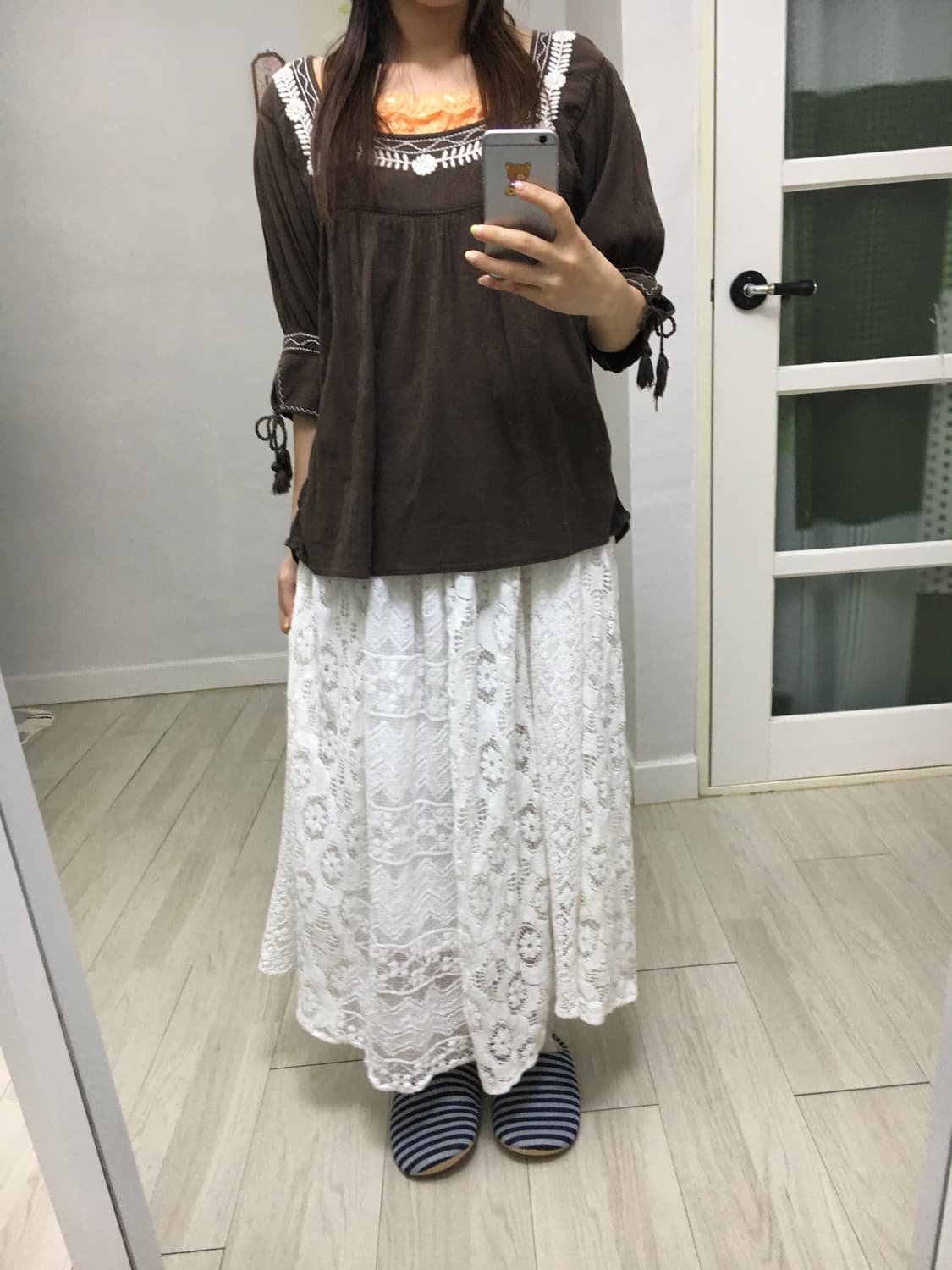 화이트 크로쉐 롱 스커트 상품이미지2