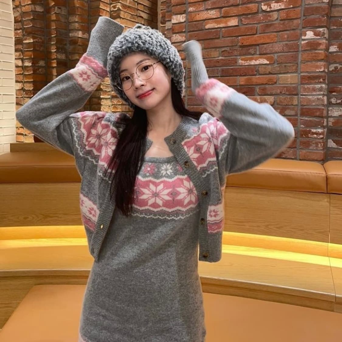 인스턴트펑크 자카드 울 가디건 그레이 상품이미지2