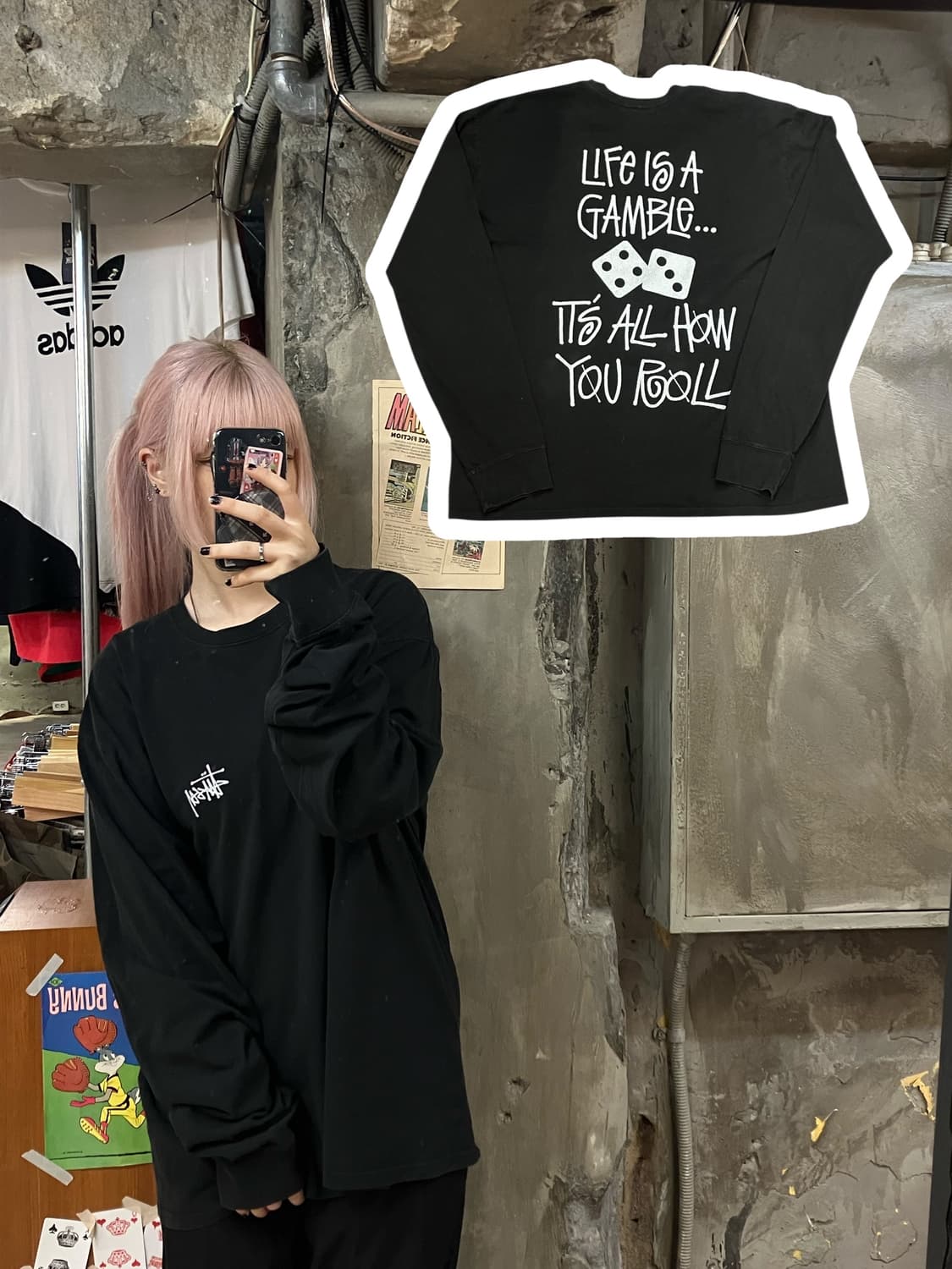 스투시 긴팔 티셔츠 블랙 XL #csz1435 상품이미지1