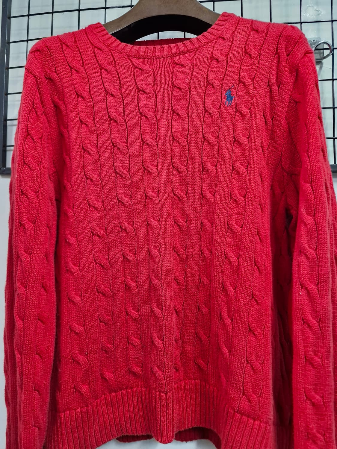 100L 폴로랄프로렌 케이블 니트 레드. 상품이미지5