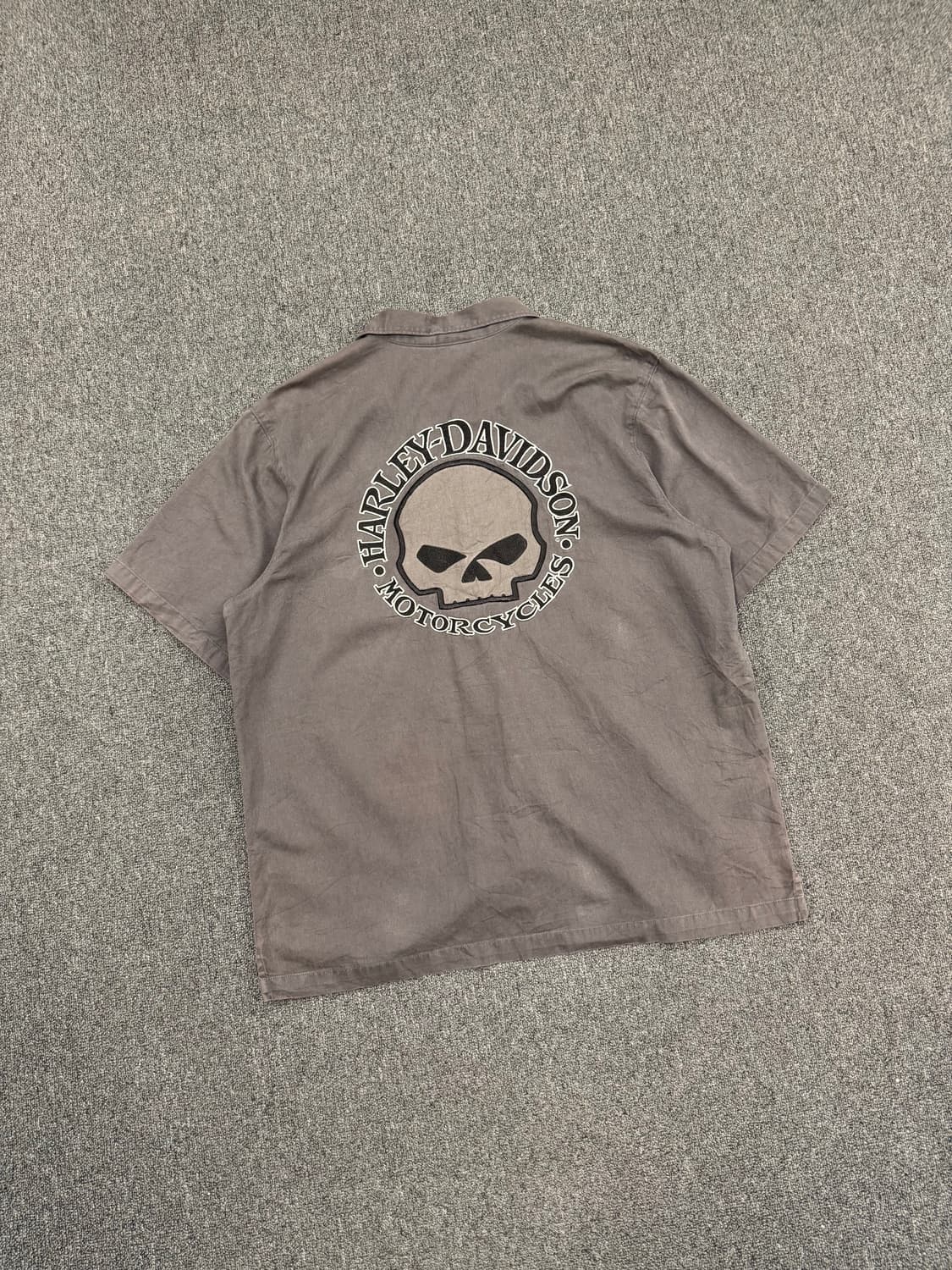 XL)할리데이비슨 빈티지 윌리 G-스컬 자수 워크 반팔 셔츠 상품이미지6