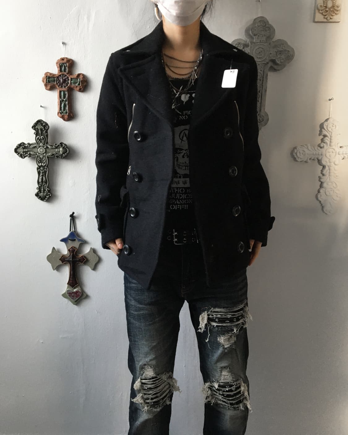 Star stud point double button coat 상품이미지7