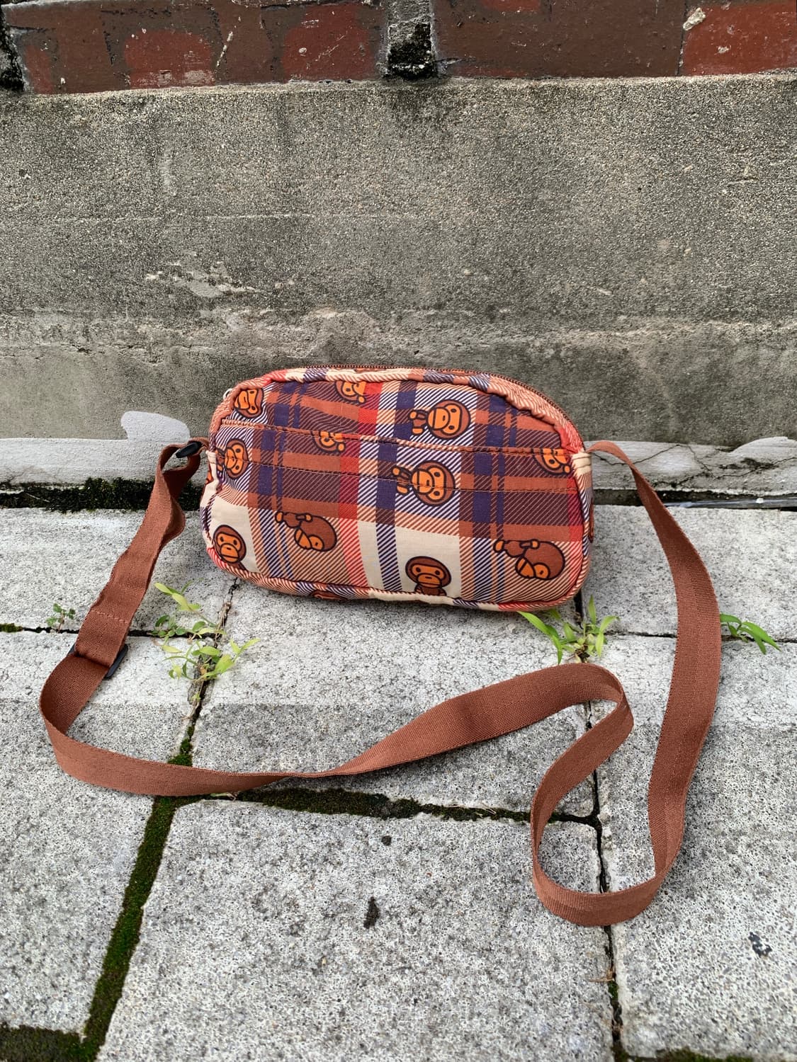 (빈티지)Bape 베이프 베이비 마일로 체크 숄더 크로스백 상품이미지1