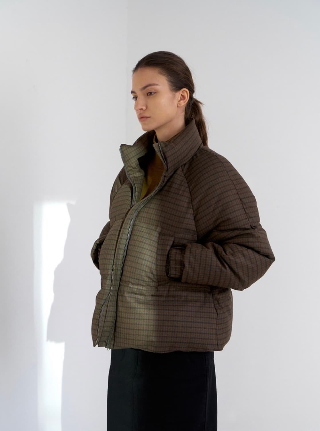 낫띵리튼 nothing written 체크 패턴 구스다운 패딩 상품이미지2