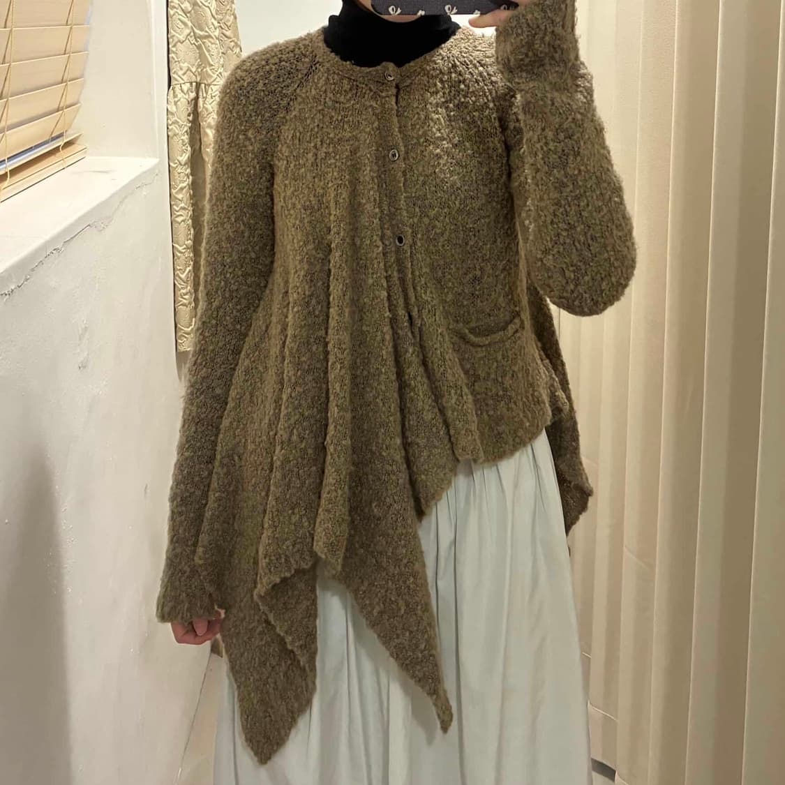 Frapbois 모헤어 러플 가디건 카키 상품이미지9