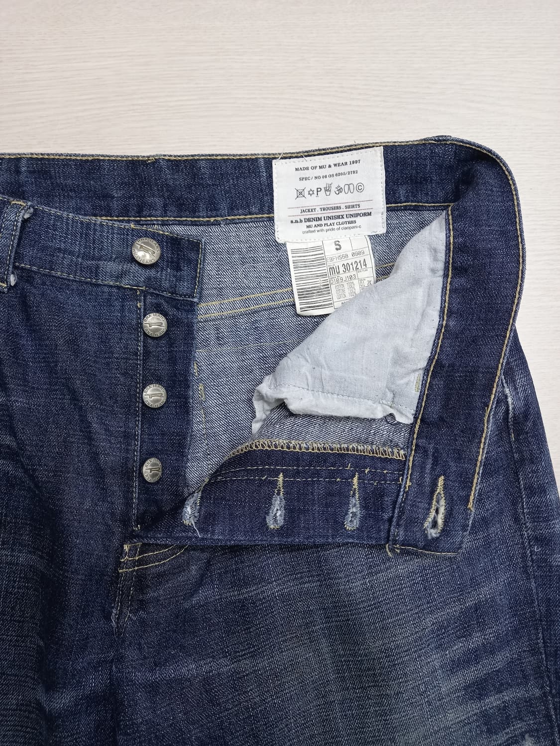 32 a.n.b DENIM 데미지워싱 와이드 크롭진 32-220 상품이미지7