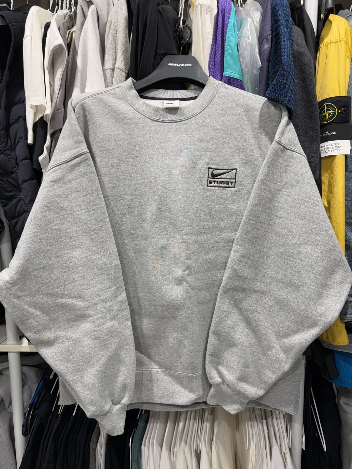 나이키 x 스투시 NRG 플리스 크루넥 다크 그레이 헤더 상품이미지1