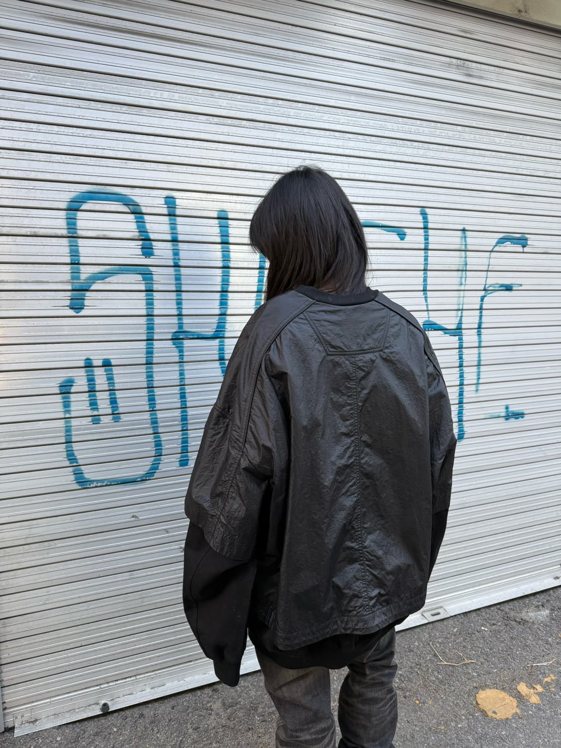 준지 블랙 나일론 레이어드 스웻셔츠 상품이미지9