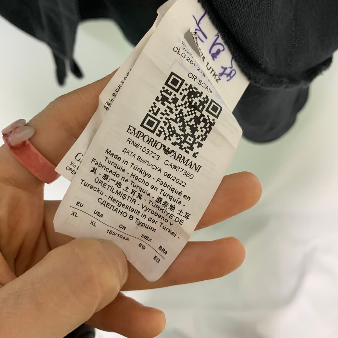 엠포리오 아르마니 블랙 반집업 반팔 카라 티셔츠 폴로티 XL 상품이미지6