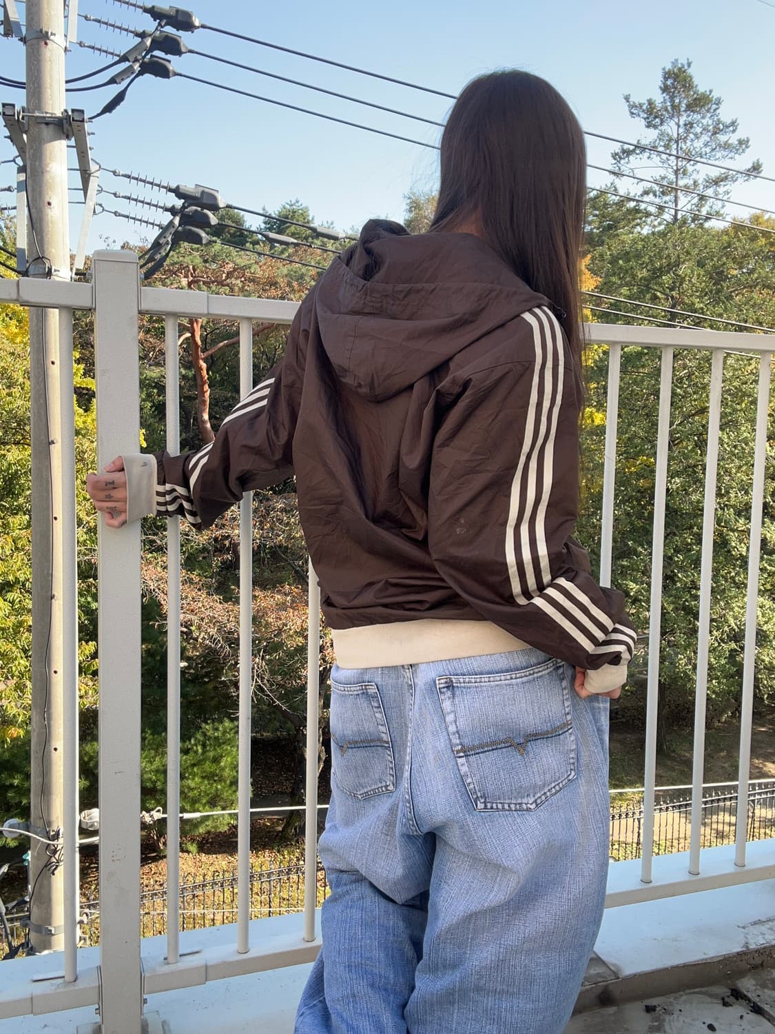 90s ADIDAS 초코브라운 후드 윈드브레이커 상품이미지3