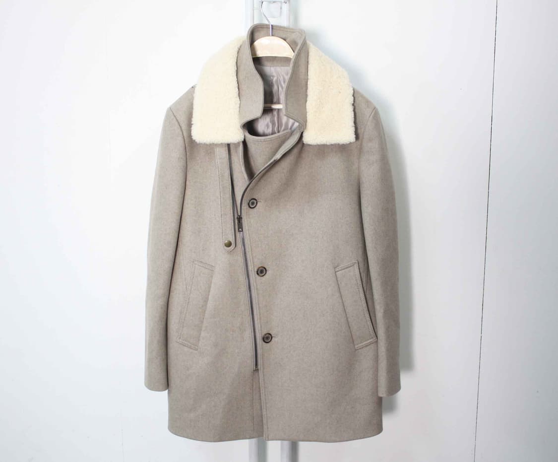 W-4014/솔리드옴므 정품 남성용 캐시미어혼방 양털트리밍 코트 100 상품이미지1