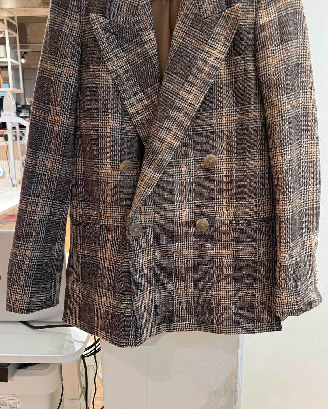 아크네 스튜디오 브라운 체크 더블 브레스티드 블레이저 자켓  상품이미지6