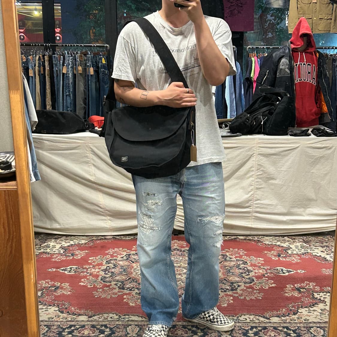 요시다 포터 스테인 블랙 메신저백 가방 숄더백 크로스백 E48 상품이미지9