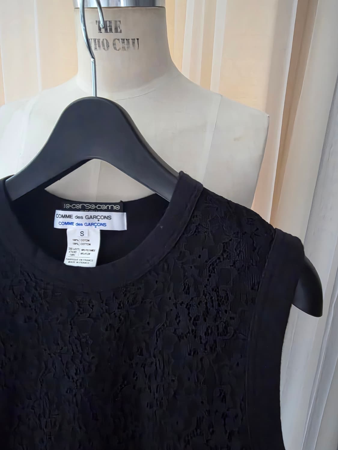 꼼데가르송 블랙 레이스 민소매 티셔츠 레이스 상품이미지4
