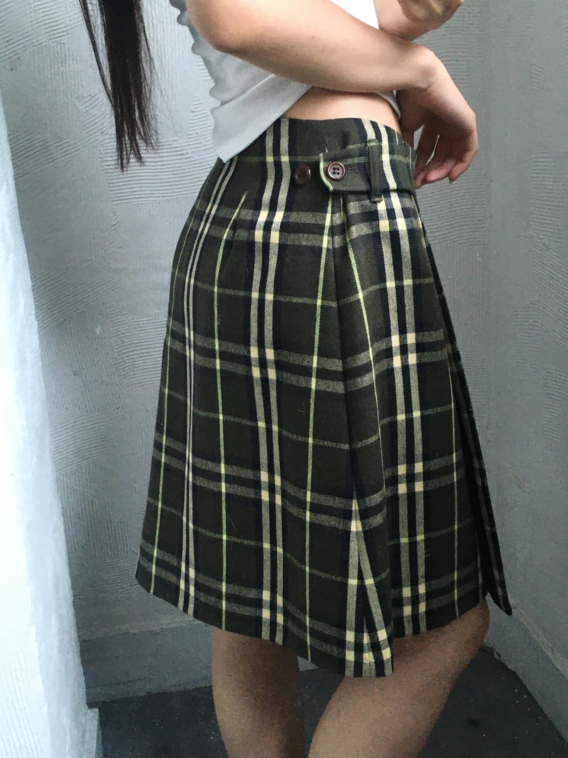 Burberry 버버리 카키 노바체크 랩스커트  상품이미지3