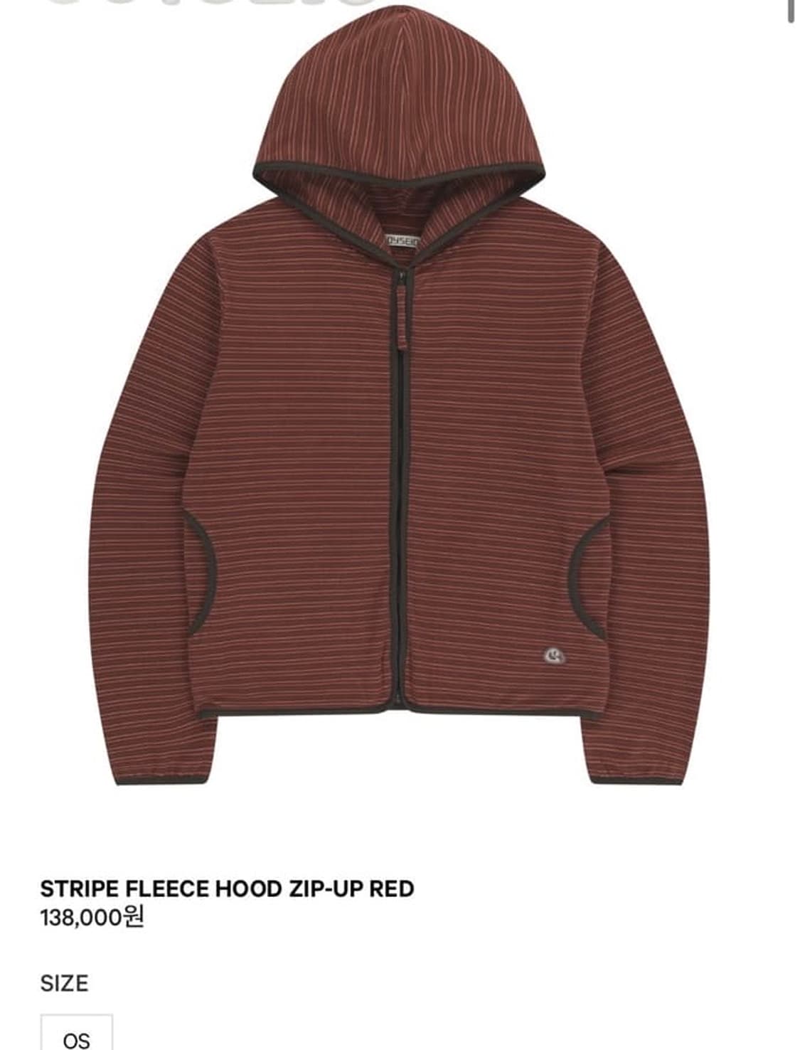 코이세이오 스트라이프 플리스 후드집업 레드 상품이미지2