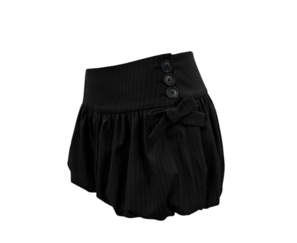 체메씨 BOW BALLOON SHORTS (BLACK STRIPE) 상품이미지2