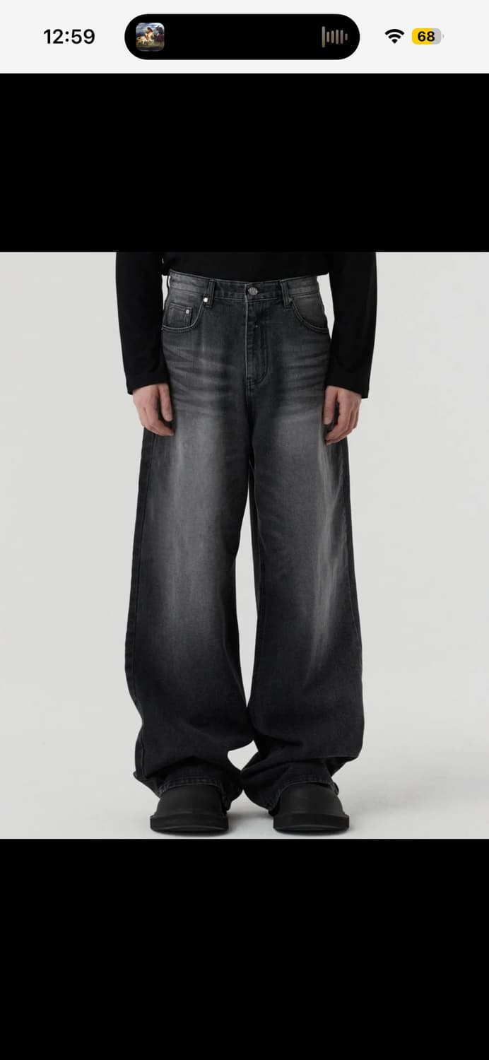 dnsr 와이드 데님팬츠 블랙 s 상품이미지1