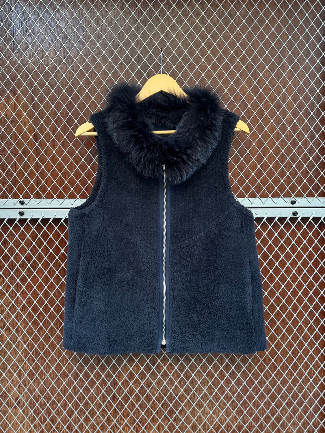 SAGA 사가 천연 폭스 양모 퍼 트리밍 퍼 베스트 조끼 상품이미지1