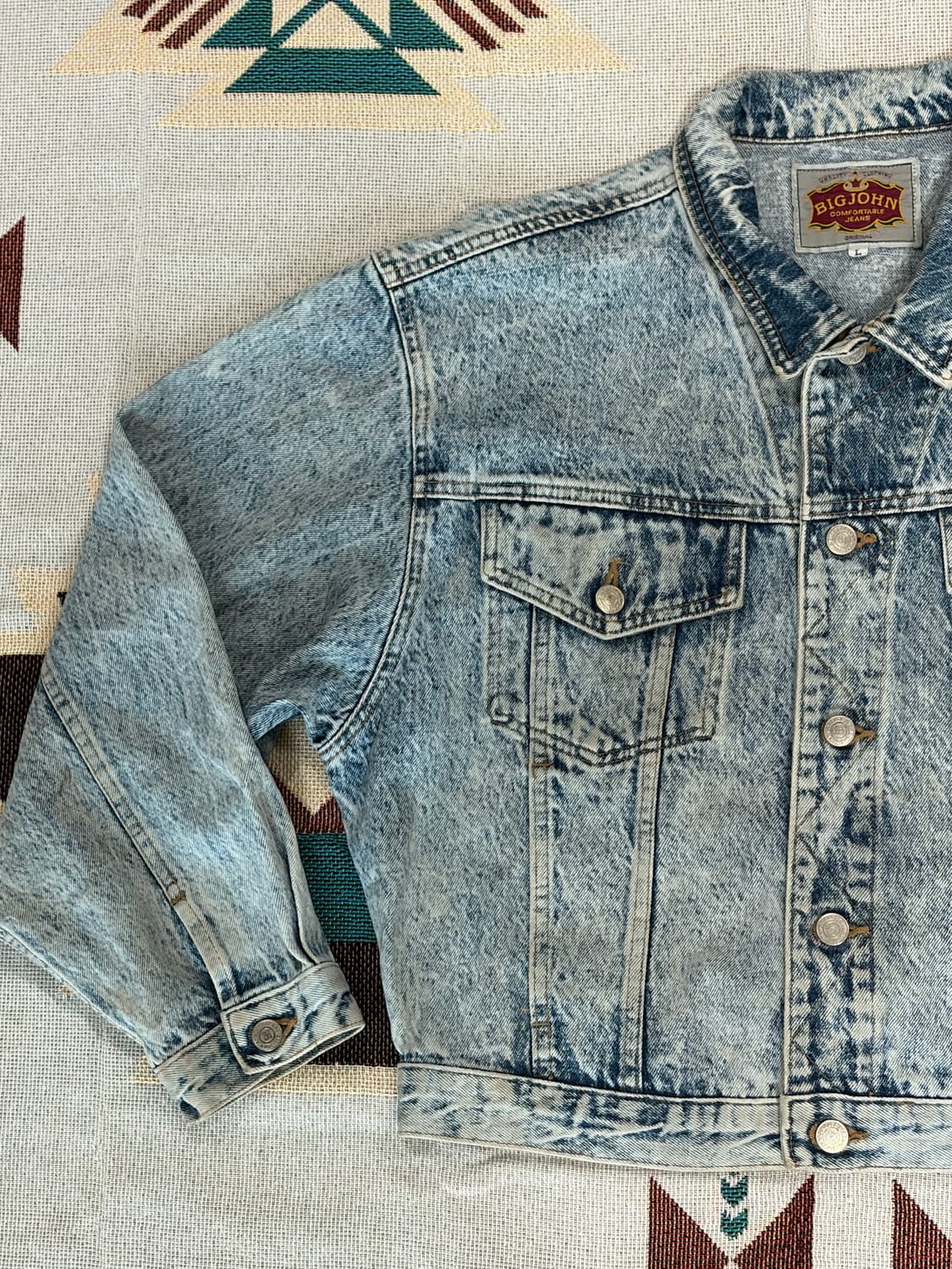 90s 빅존 제팬 스노우 워시드 크롭 데님 자켓 상품이미지3