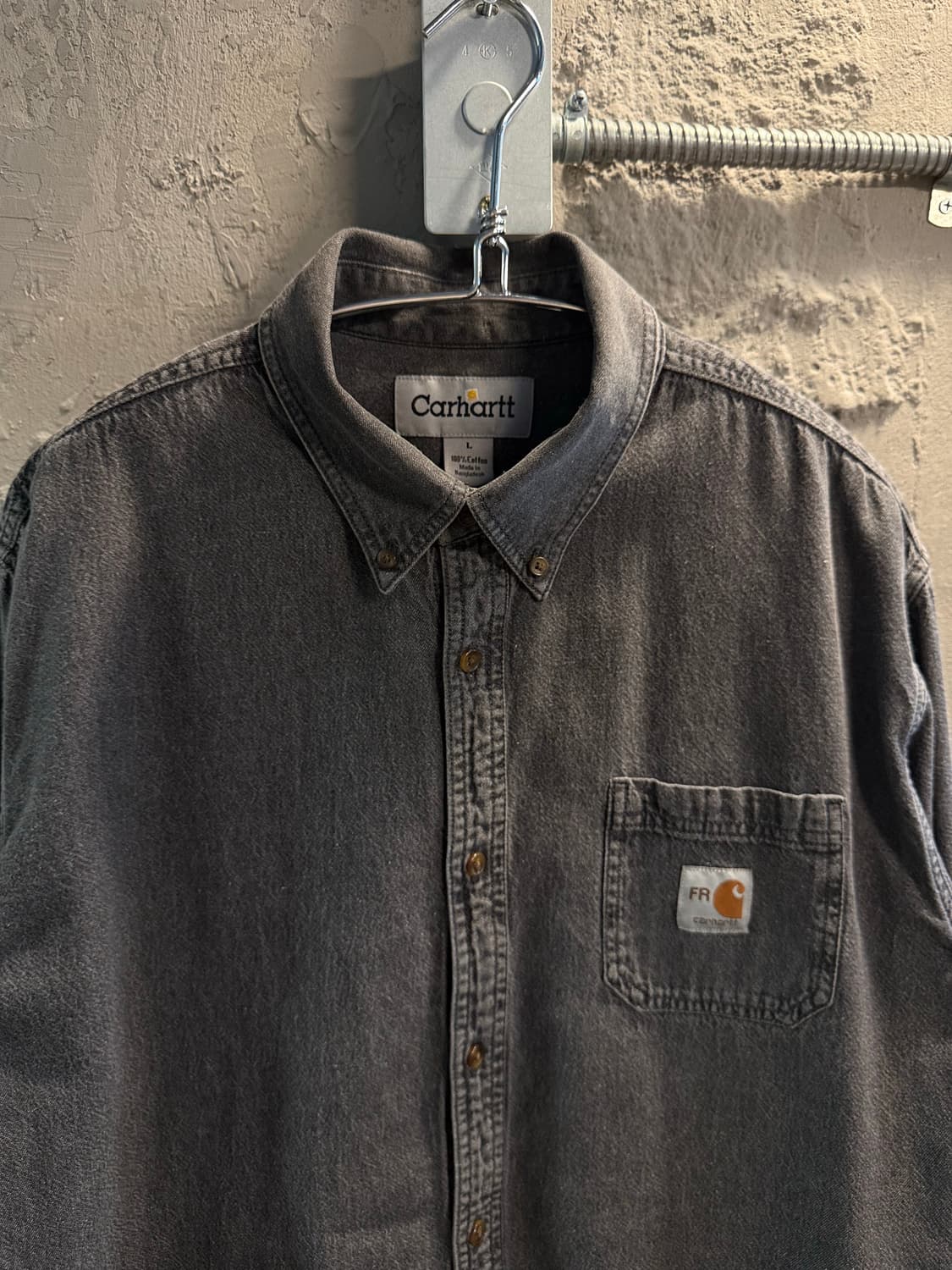 L 칼하트 CARHARTT 워크 셔츠 FR 패치 워싱 그레이 상품이미지4