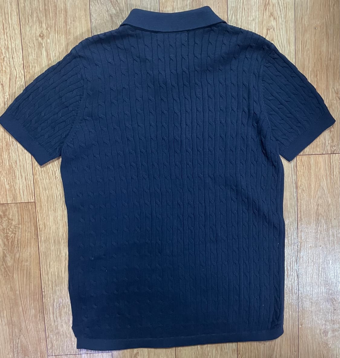 U.S. POLO ASSN 네이비 꽈배기 카라 니트 반팔 상품이미지2