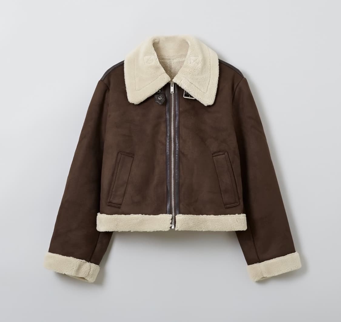 스파오 퍼배색 무스탕 브라운 M 상품이미지1