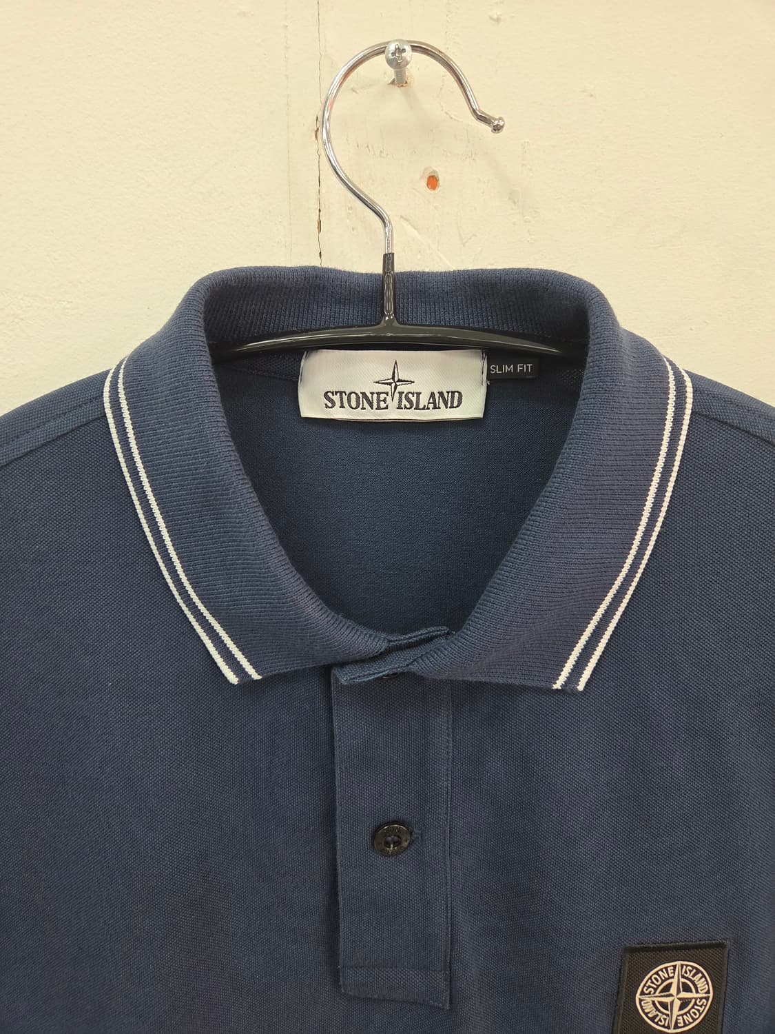 M QR정품 스톤아일랜드 네이비 카라 반팔 티셔츠 상품이미지5