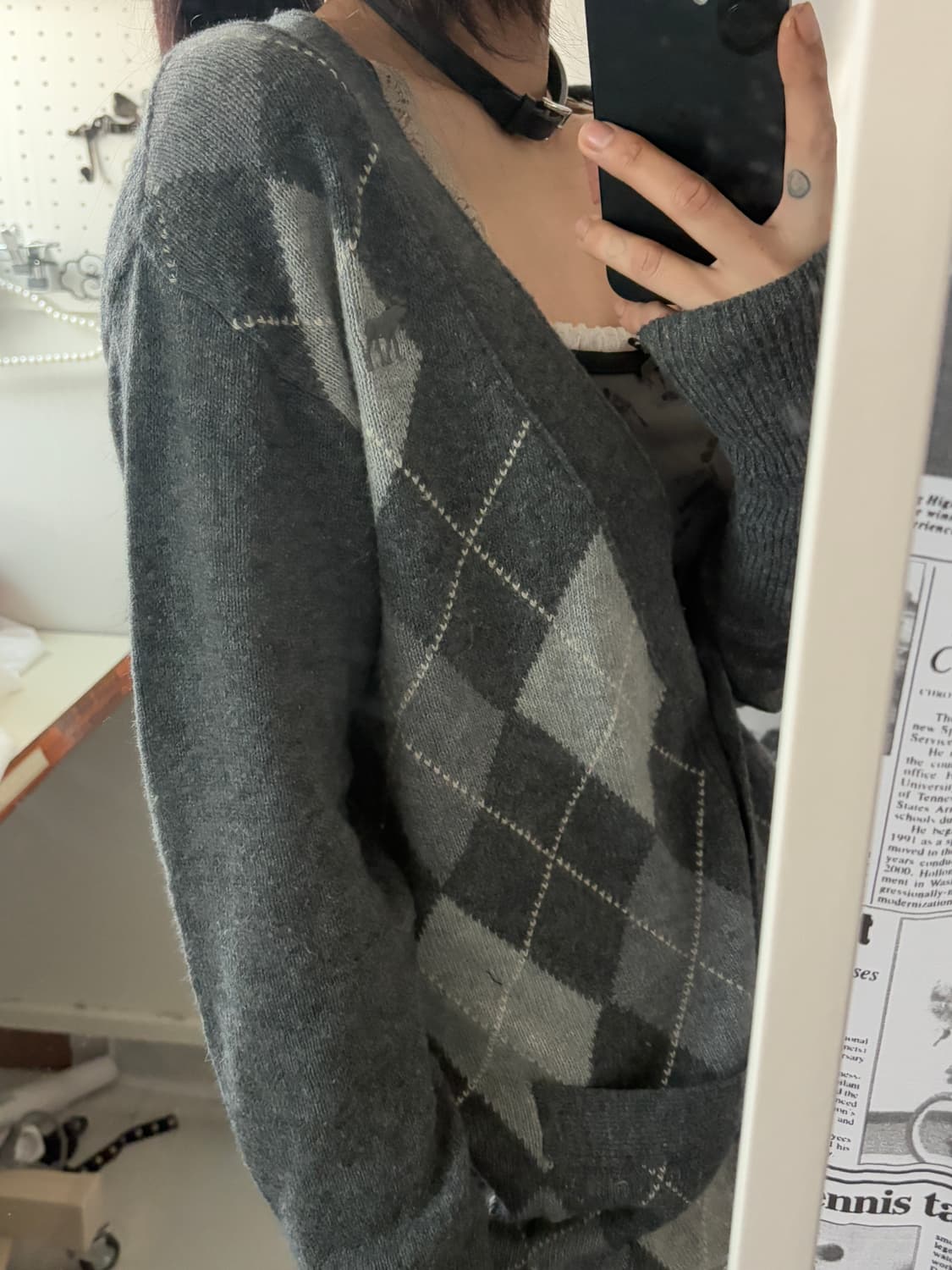 • Abercrombie Gray Argyle Pattern Cardig 상품이미지5