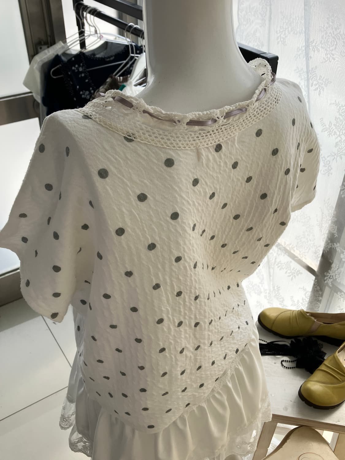 puff dot crochet blouse 상품이미지2