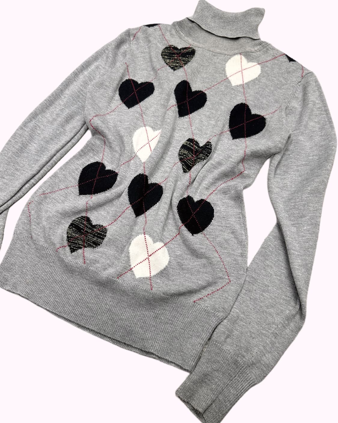 heart argyle turtle-neck knit 상품이미지2