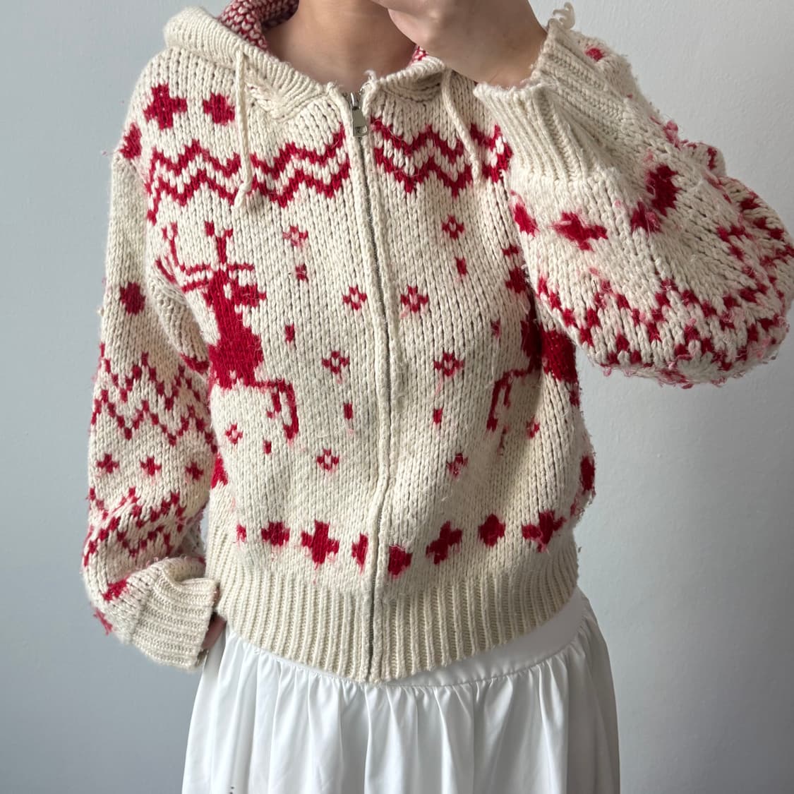 우먼 노르딕 니트 집업 상품이미지2