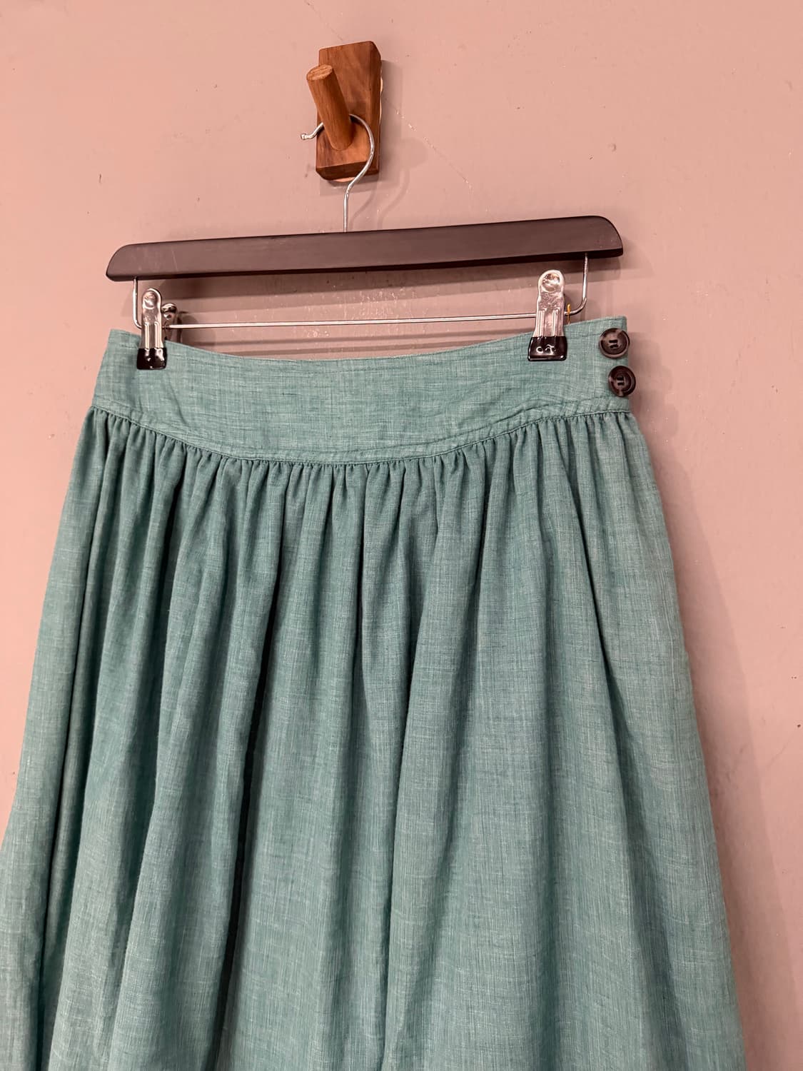 side button point mint long skirt 상품이미지6