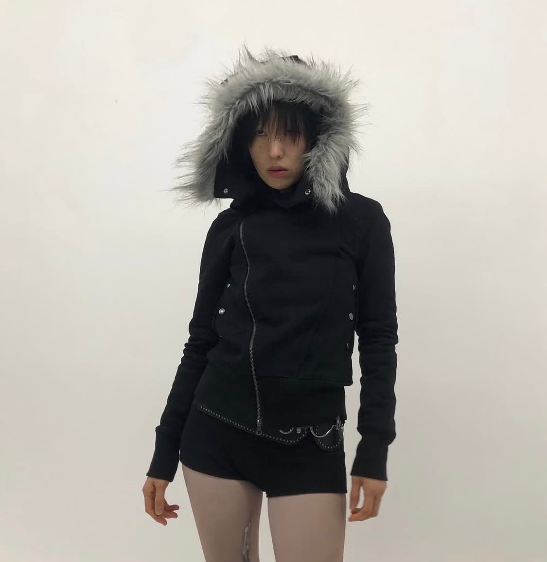 unbalanced fur hoodie 상품이미지1