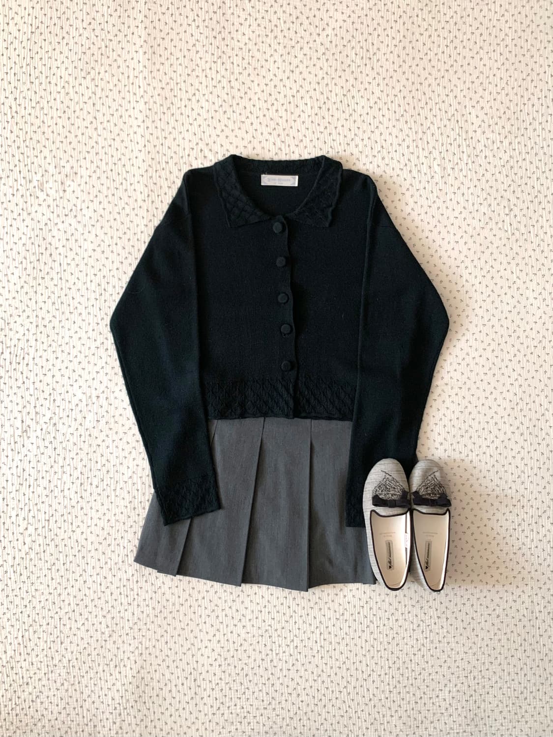 블랙 레이스 카라 가디건 상품이미지5