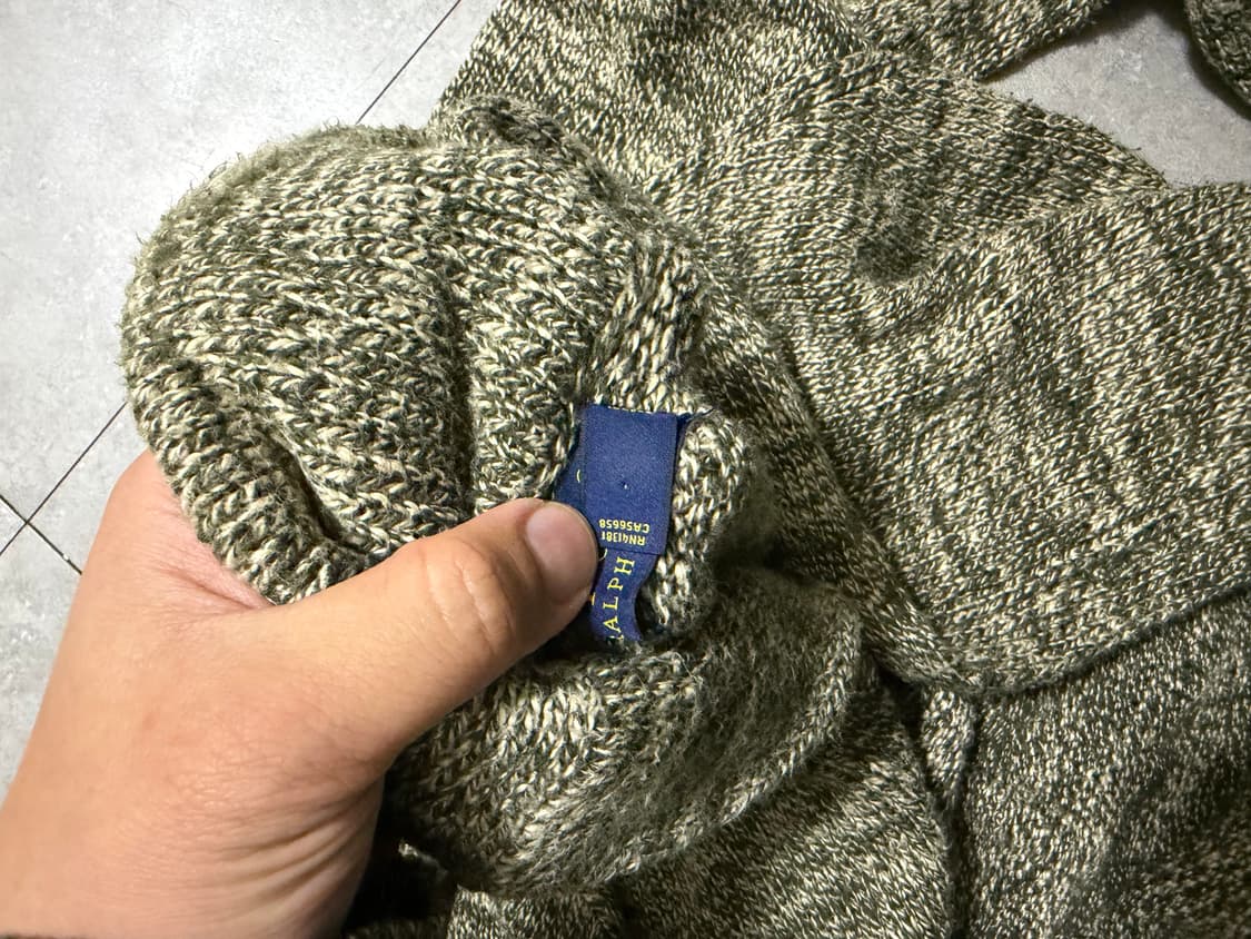 랄프로렌폴로  카키컬러 도톰 코튼 케이블 숄카라 니트가디건 95size  상품이미지6