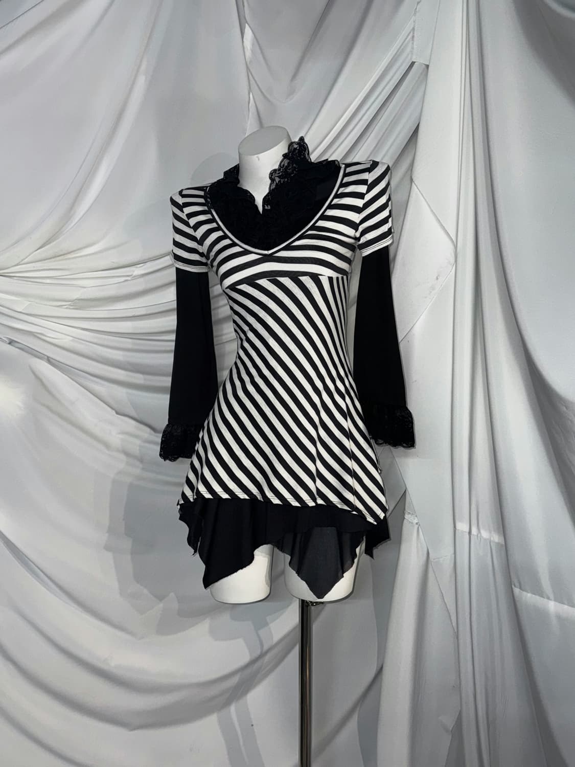 입문고스 언발 드레이프 레이스 고스고딕 공겜여주 코디세트 상품이미지5