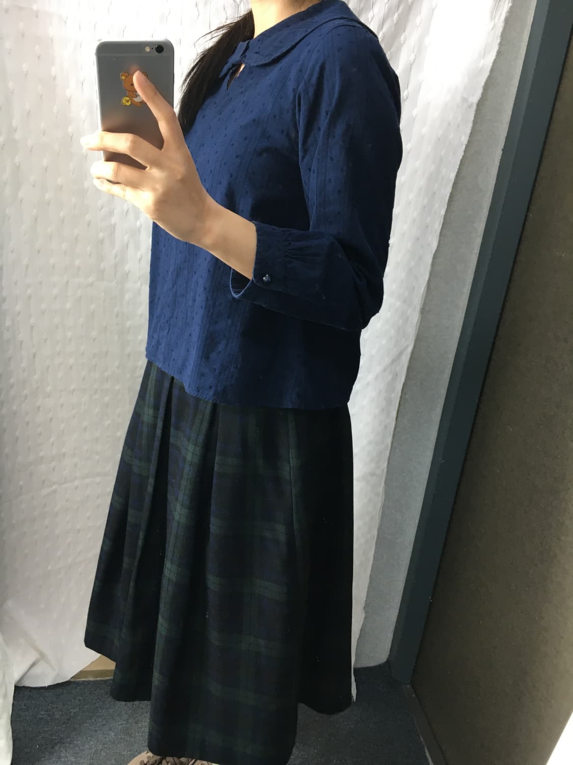 네이비 도트 리본 블라우스 상품이미지4