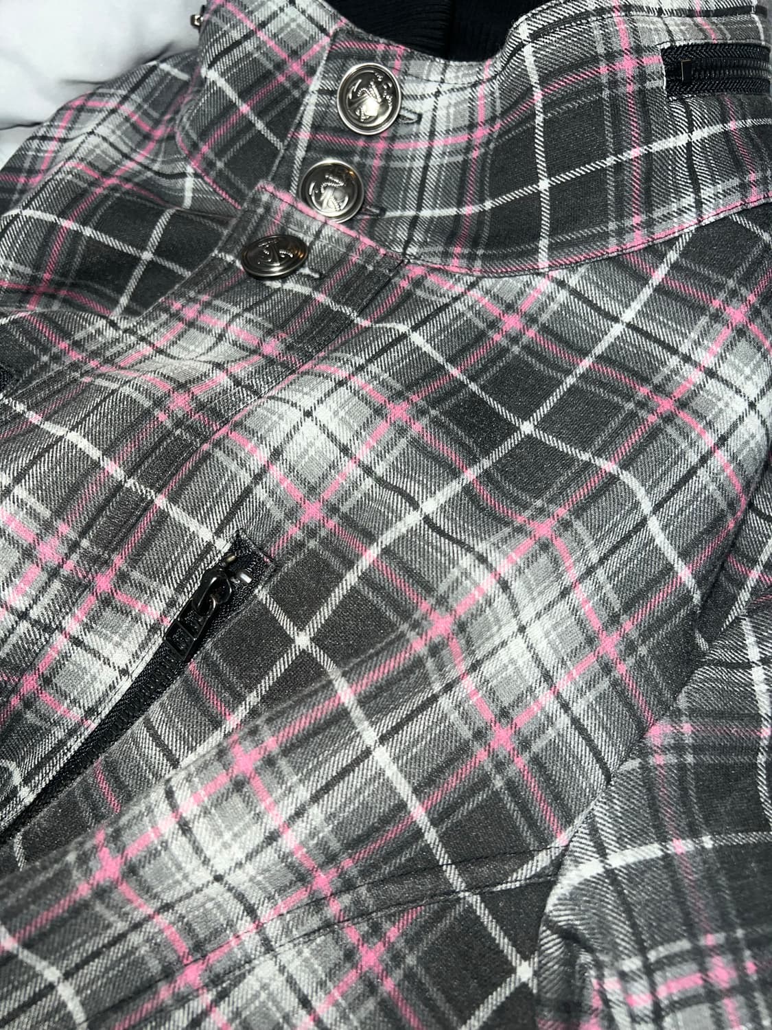 캐캐체 빈티지 펑크 체크 하이넥 투웨이 집업 상품이미지2