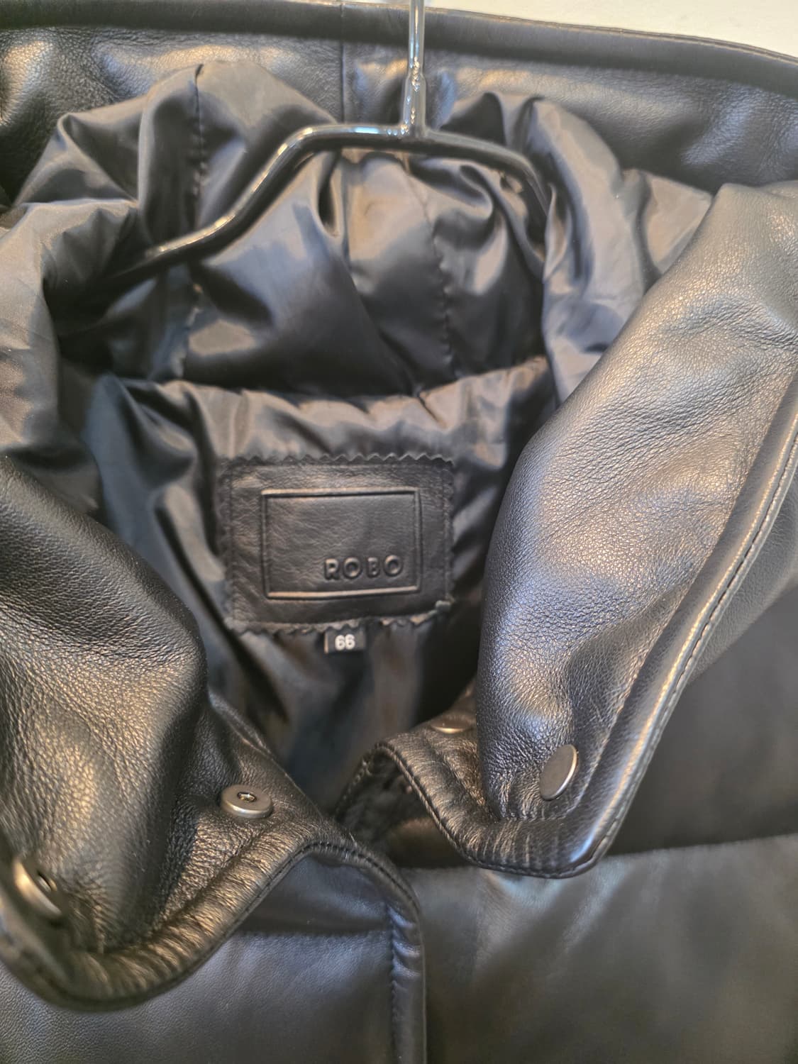 ROBO 블랙 가죽 구스패딩 자켓 66사이즈 상품이미지1